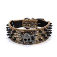 thumbnail image 1 of 2" Wide Spiked Studded Leather Dog Collar Bullet Rivets with Cool Skull Pet Accessories for Meduim Large Dogs Pitbull Boxer S-XL ShopWise Round, 1 of 13