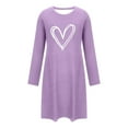 thumbnail image 6 of Sakmal Plus Size Moo Moos for Women Comfy Purple Short House Dress Long Sleeve Heart Print Nightgowns for Women, 6 of 6