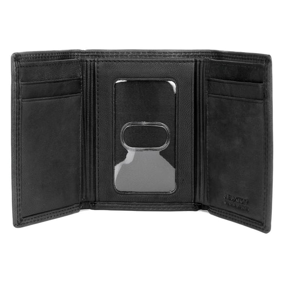 Cartera BUXTON Hunt de piel auténtica negra con tres pliegues
