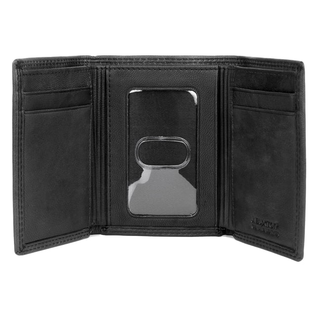 Cartera BUXTON Hunt de piel auténtica negra con tres pliegues