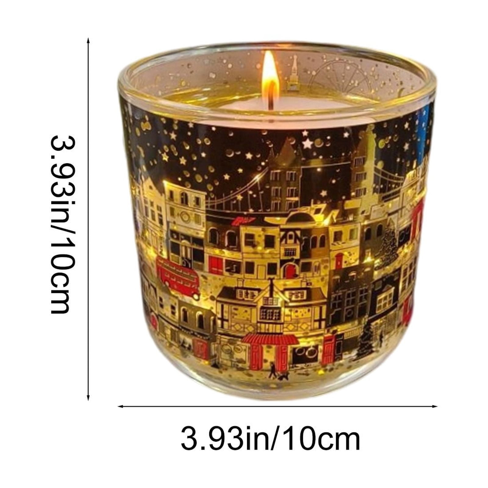 Hometravel Christmas Scented Candle Gift, Glass Jar with Light Sensor and Heat Reactive Wax, London Street Design for Home, Xmas Tree, Women's Present