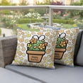 thumbnail image 4 of Happy Easter Pillow Covers 2 Pack Spring Rabbit Ears Potted Plant Yellow Floral Pillowcase Waterproof Outdoor Throw Pillow Cover for Patio Garden Square Cushion 24”x24”, 4 of 9