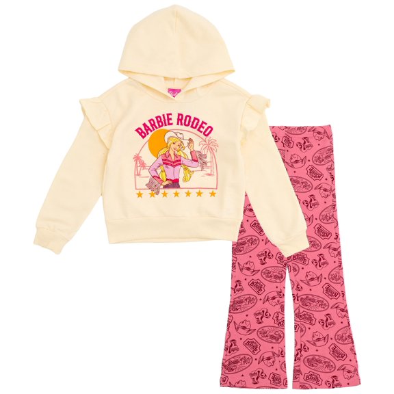 Conjunto de ropa de Barbie Rodeo, sudadera con capucha y leggings de forro polar para niñas pequeñas