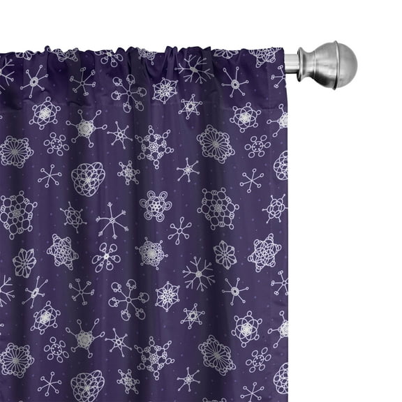 Ambesonne Snowflake Curtains, Purple Monochrome Motifs, Pair of 28"x84", Indigo and Pastel Purple