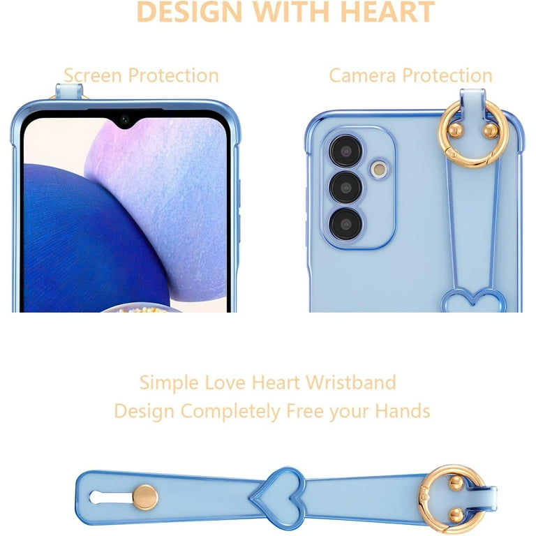 Wrist Bracelet Phone Case For OPPO A54S A54 4G 5G Case Luxury Heart Chain  Plating Cover