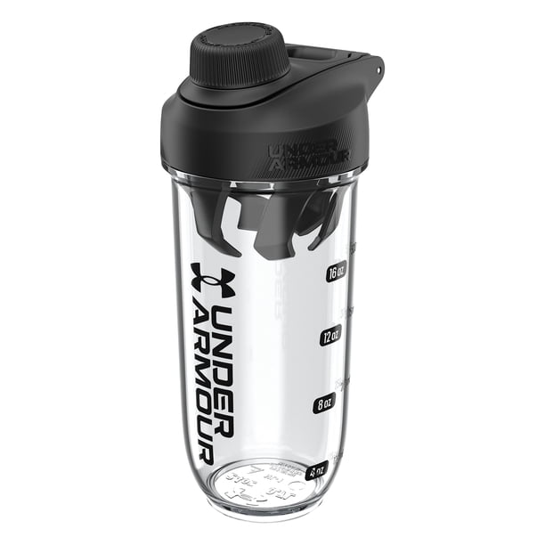 Botella mezcladora Under Armour UA Clarity de 700 ml, transparente y negra