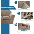 thumbnail image 3 of Modern Velvet Plush 4 Piece High Stretch Sofa Slipcover Furniture Protector Form Fit Luxury Thick Sofa Cover, Machine Washable, 3 of 6