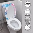 thumbnail image 3 of HELLHERO Butterflies and Blue Leopard Print Toilet Lid Cover for Fits All Toilet Shapes Elastic Fabric Stretch Stays in Place Dustproof Elastic Bottom Easy to Install Fashion, 3 of 8