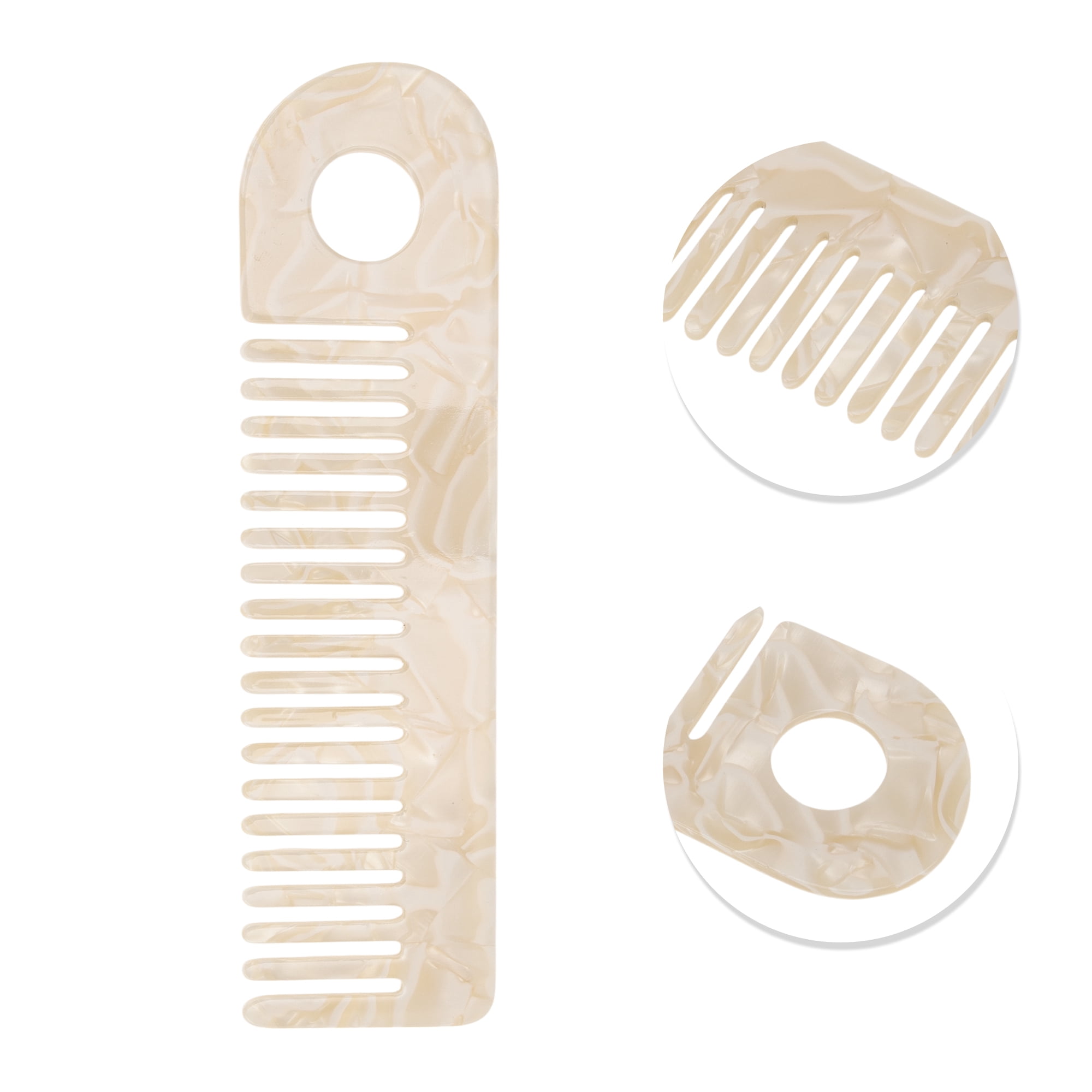 Unique Bargains 1 Pc Exquisite Marble Pattern Hair Comb for All Hair Types Beige