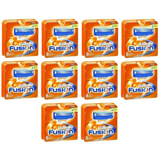 Gillette Fusion Refill Razor Blade Cartidges, 8 Ct. (Pack of 10)