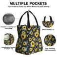 thumbnail image 3 of Sunflower and Flower Black Pattern Drawstring Insulated Lunch Bag for Women, Stain-Resistant Large Lunch Tote with Multi-Pockets for Work Office, 3 of 6