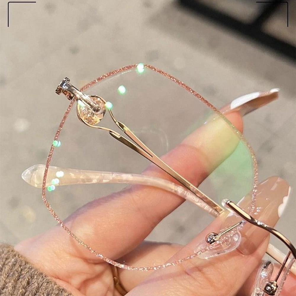 3 Pairs of Womens Fashion Blue Light Blocking Oversized Reading Glasses +3.0, Metal Gold Rimless Readers 3.0
