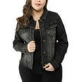 thumbnail image 5 of NOMADIC NOOK Women's Plus Size Outfits Classic Washed Front Frayed Denim Jacket 2 PCS, 5 of 7