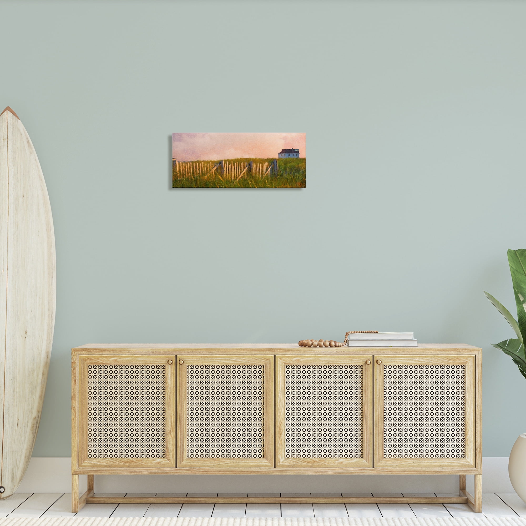 Stupell Industries Nautical Beach Cottage Landscape Painting Gallery Wrapped Canvas Art Print Wall Art, 24 x 10