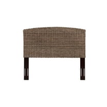 Bowery Hill Contemporary Handwoven Rattan Queen Headboard in Gray