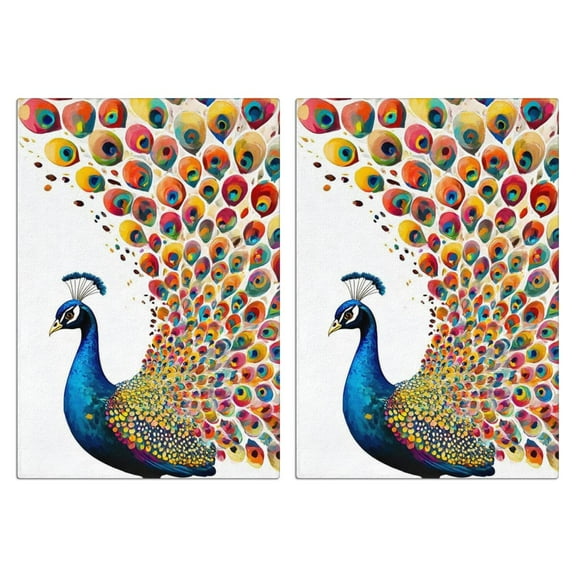 2 Pcs Funny Kitchen Towels,Colorful Peacock Microfiber Dish Towels,Kitchen Tea Towels,Kitchen Towel Set (18" X 26")