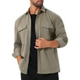 thumbnail image 5 of INSPIRE CHIC Work Jacket for Men's Long Sleeve Button Casual Solid Color Shirt Jacket M Gray Khaki, 5 of 6