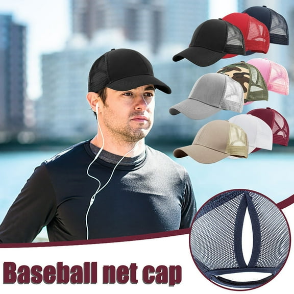Baberdicy Unisex Mesh Baseball Cap, Solid Color Back Closure Sun Hat,Charcoal Fits All – Gift Ready
