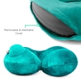 thumbnail image 2 of Inflatable Air Pump Travel Neck Pillow Comfortable U-Shape Airplane Support Cushion Velvet Green, 2 of 4