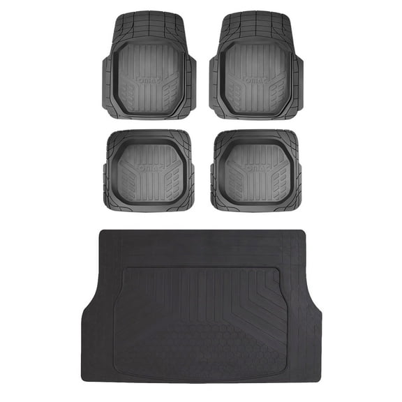 OMAC Trimmable Floor Mats & Cargo Liner Waterproof for Chevrolet Spark 2019-22 Black