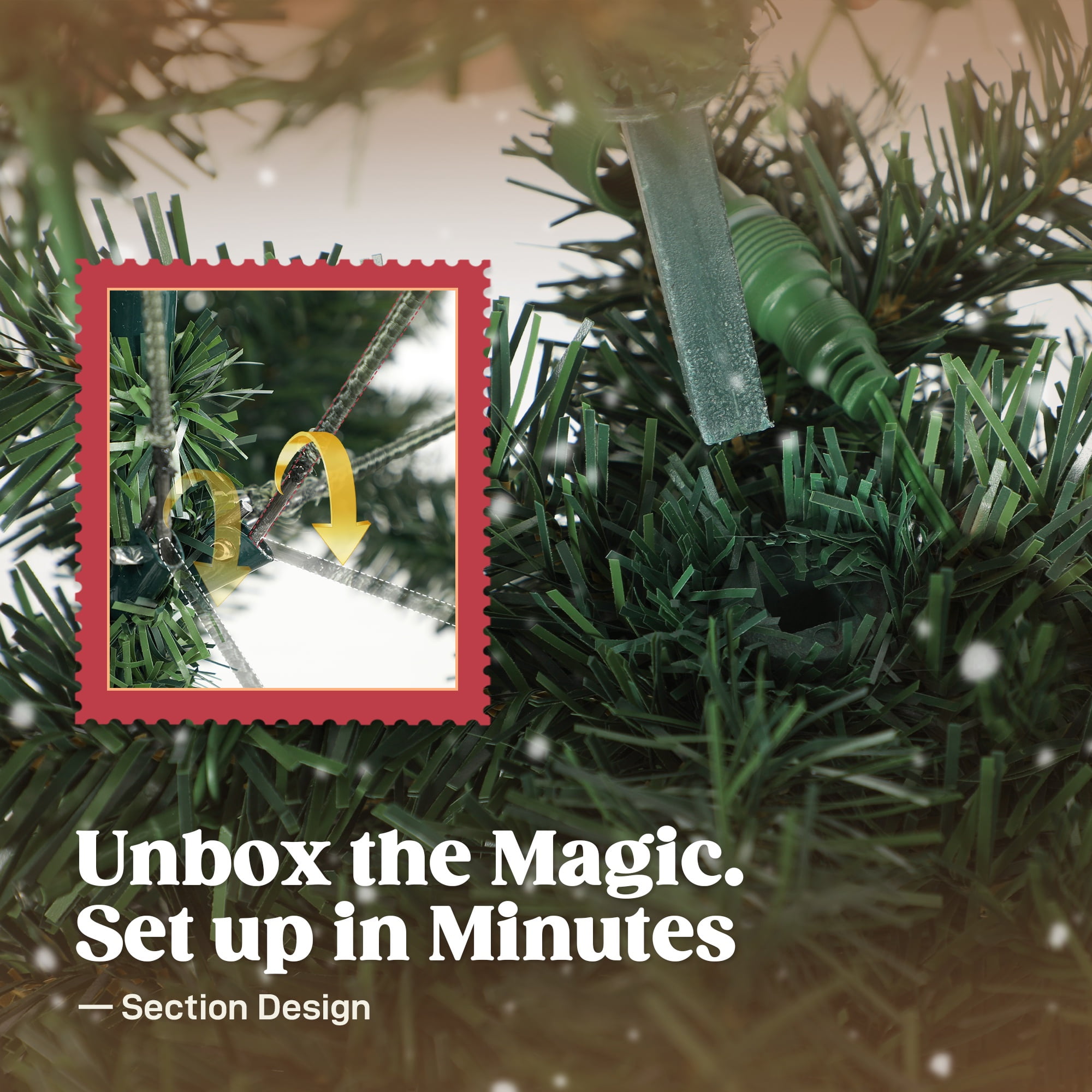 6FT Artificial Christmas Tree, Pre-installed with 1000 Branches and 300 LED Lights, Featuring a Foldable Metal Stand, Perfect for Family Gatherings and Christmas Decorations.