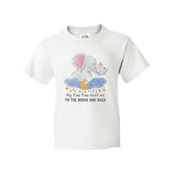 Inktastic My Paw Paw Loves me to the Moon and Back Elephant Family Youth T-Shirt