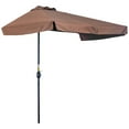 thumbnail image 1 of Outsunny Parasol Demi-Parasol de Patio 7,5 Pi Pare-Soleil, Manivelle, Café, 1 of 10