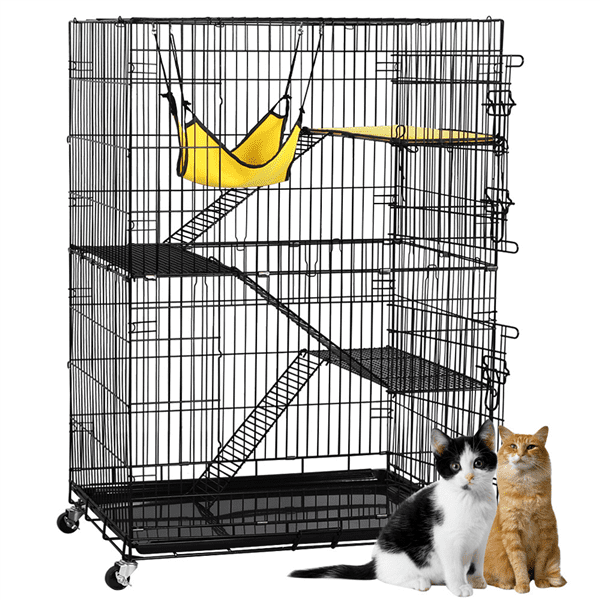 Renewed Yaheetech Multi-Tier Rolling Large Wire Pet Cat Kitten Cage Crate Playpen Enclosure with Shelves Indoor 