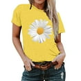 thumbnail image 1 of Babysbule Liquidation Hauts pour Femmes, Grande Taille Femmes Manches Courtes Imprimé Floral Tournesol Col Rond Hauts T-Shirt Blouse, 1 of 5
