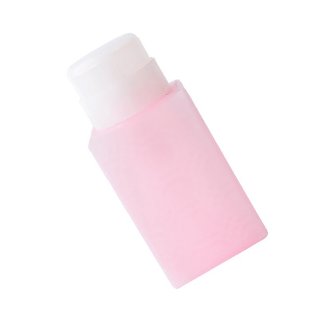Jumpingount Dispensador de bomba de prensa de 1 pieza de alta calidad, botella vacía de empuje hacia abajo recargable para removedor de esmalte de Juegos de manicura Rosado Cuadrado