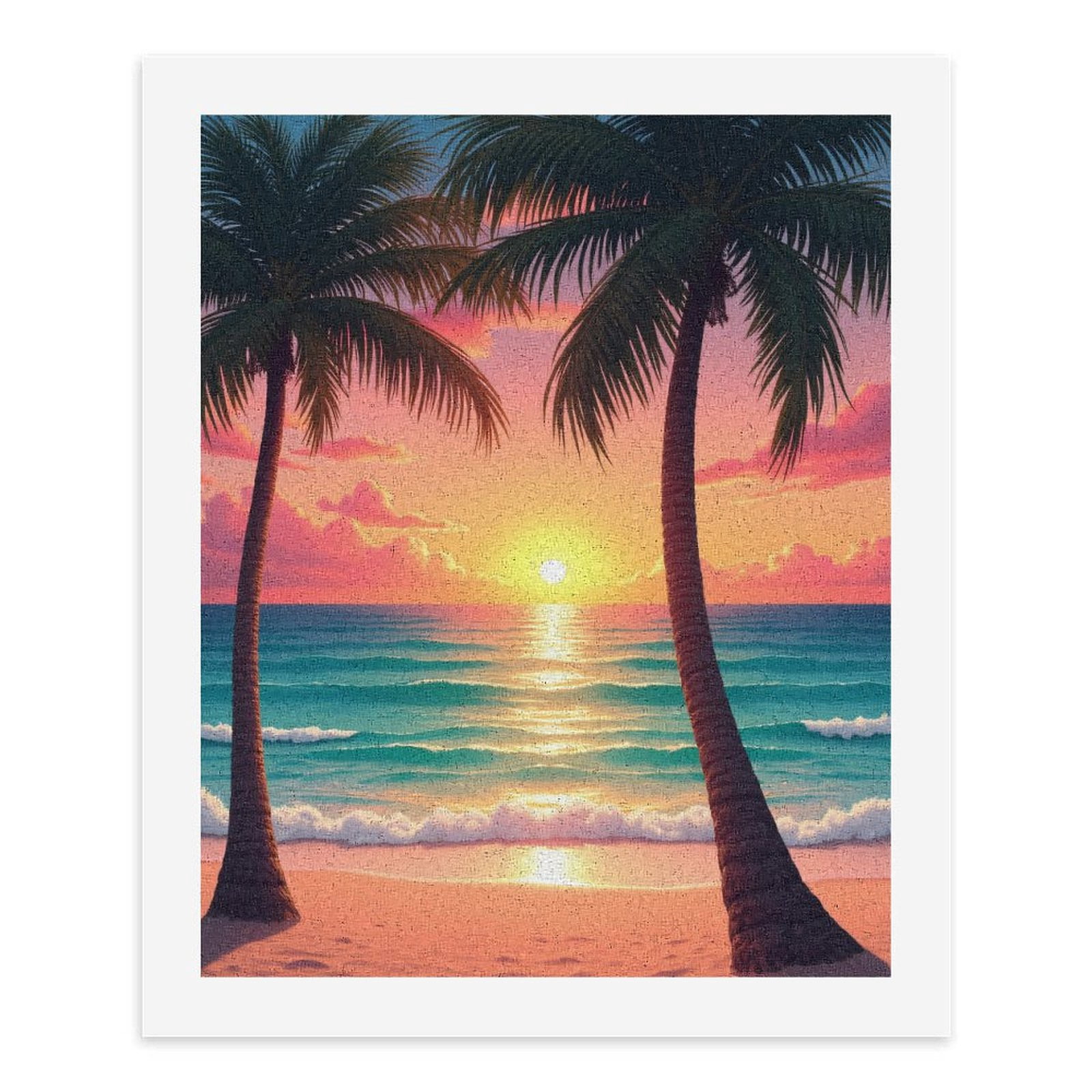 Paint by Numbers Kit for Adults, Tropical Beach Sunset Palms Ocean Paint by Numbers, Easy Paint by Numbers Kit for Adults Beginner, DIY Adult Paint by Number Kits on Canvas, Home Decor