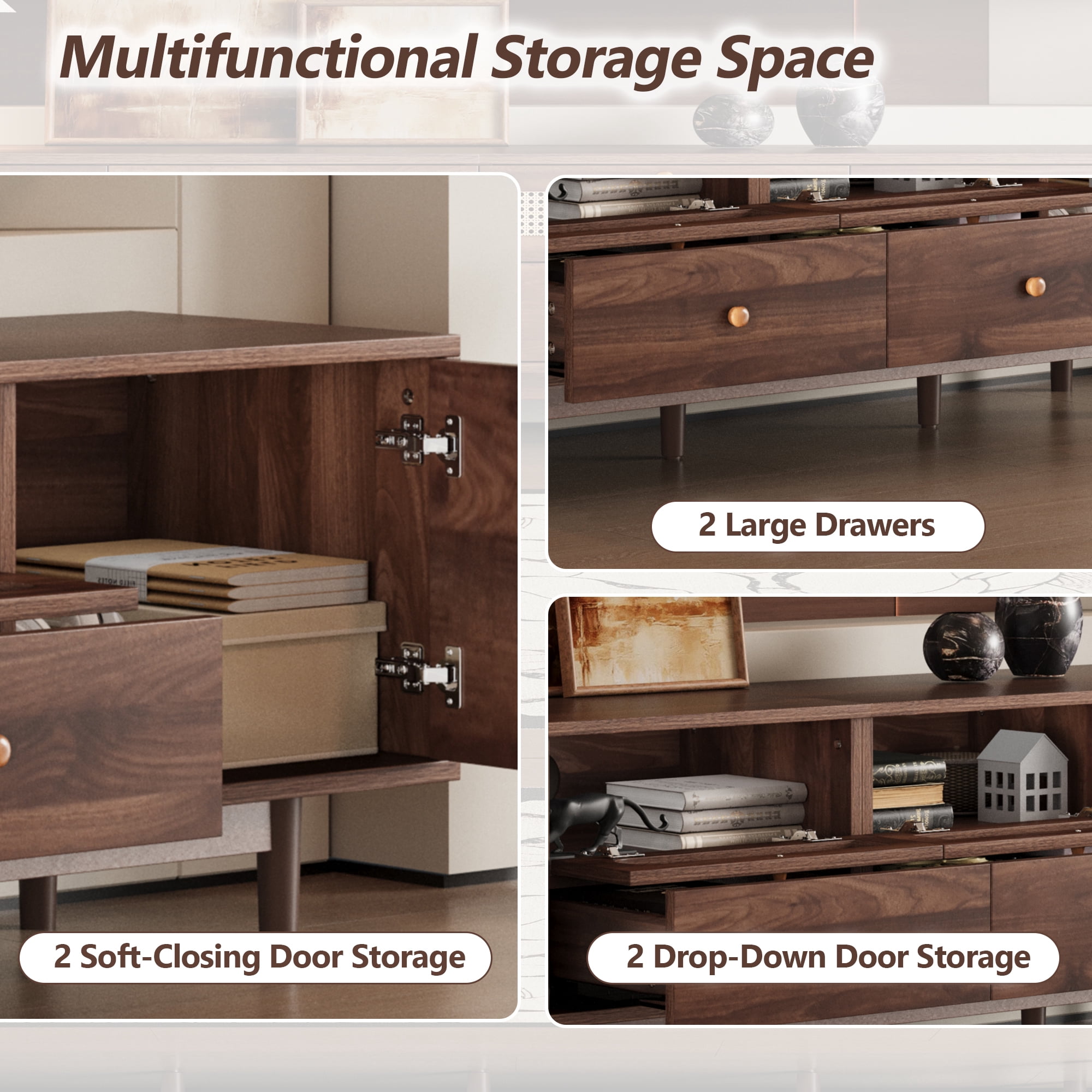 Euroco 76" TV Stand with Drawers for Living Room/Bedroom, Modern Chic Entertainment Center for TVs Up to 85 inches, Entertainment Center with Storage