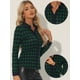 thumbnail image 2 of INSPIRE CHIC Blusa clásica a cuadros con botones y cuello de manga larga para mujer Verde M, 2 of 5