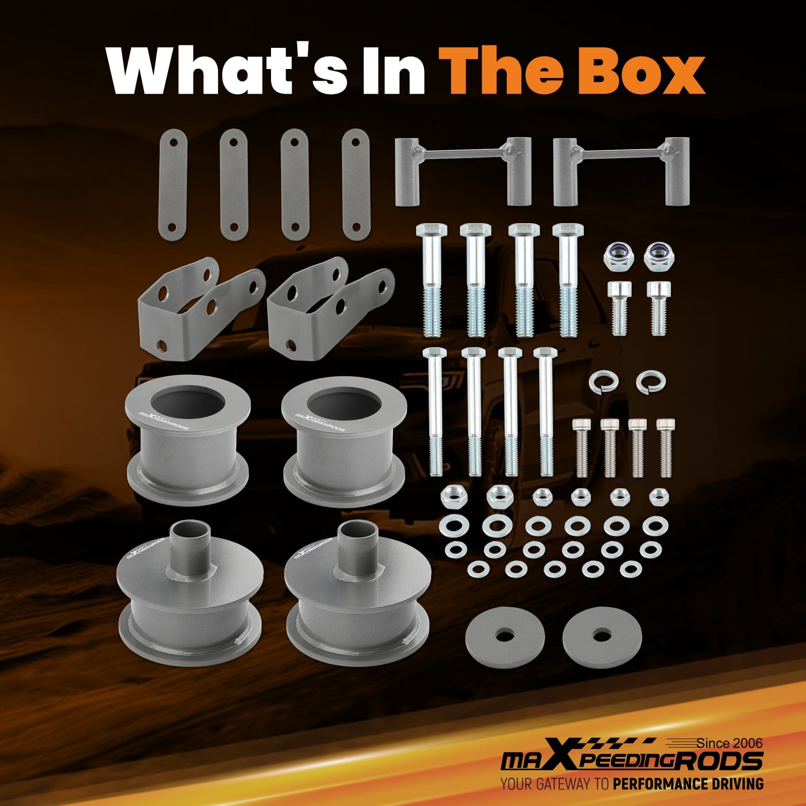 Maxpeedingrods 3'' Front 3" Rear Lift Leveling Kit for Jeep Wrangler JK 2007-2018 Shock Extend