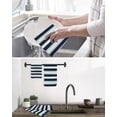 thumbnail image 5 of Aqua Navy Blue Striped Kitchen Dish Towels for Drying Dishes Set of 3, Modern Abstract Lines Geometric Waffle Weave Microfiber Hand Tea Bathroom Towels Quick Dry & Absorbent Towel 12x12, 5 of 7