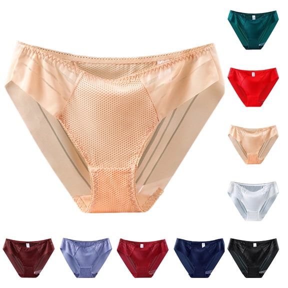 HVOBTTY Women's Breathable Cool Brief Underwear Bow Decor Breathable Soft Daily Brief Panties White, XXXL