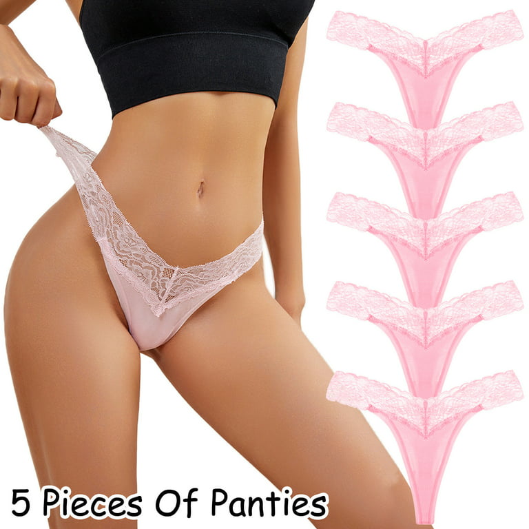 JDEFEG Candy Panties For Women Underpants Panties Underwear Panties Bikini  Solid Womens Briefs Knickers Christmas Gift 5 Pieces Lace Panties For