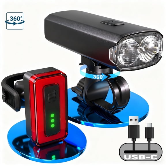 Apecyc Bike Light USB Rechargeable Set 3000 LM Headlight Tail Light Ultra Bright LED Night Riding Cycling Accessories