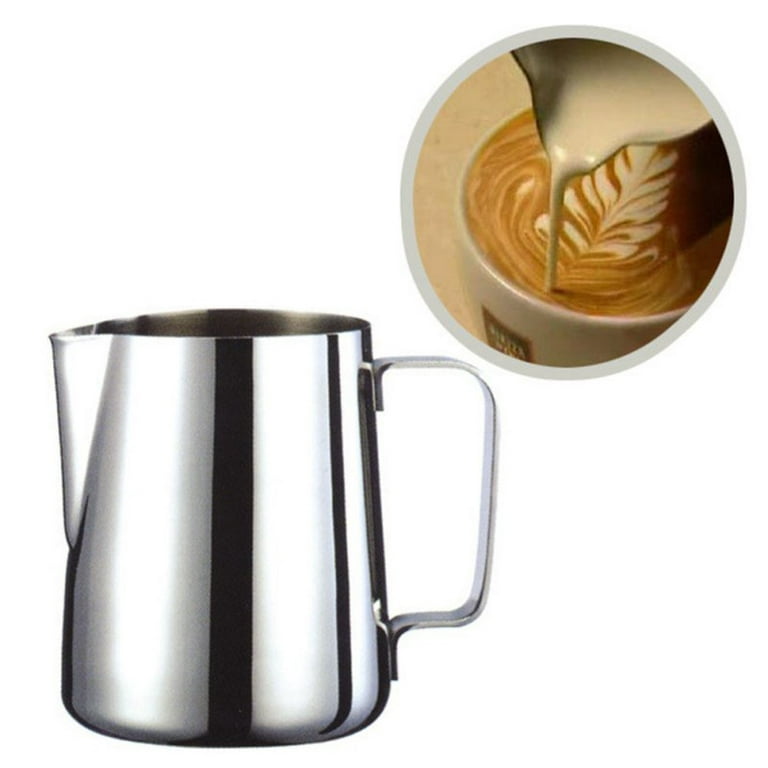 SIKEMAY Milk Frothing Pitcher Jug - 12oz/350ml Stainless Steel Coffee Tools Cup - Suitable for Espresso, Latte Art and Frothing Milk, Attached