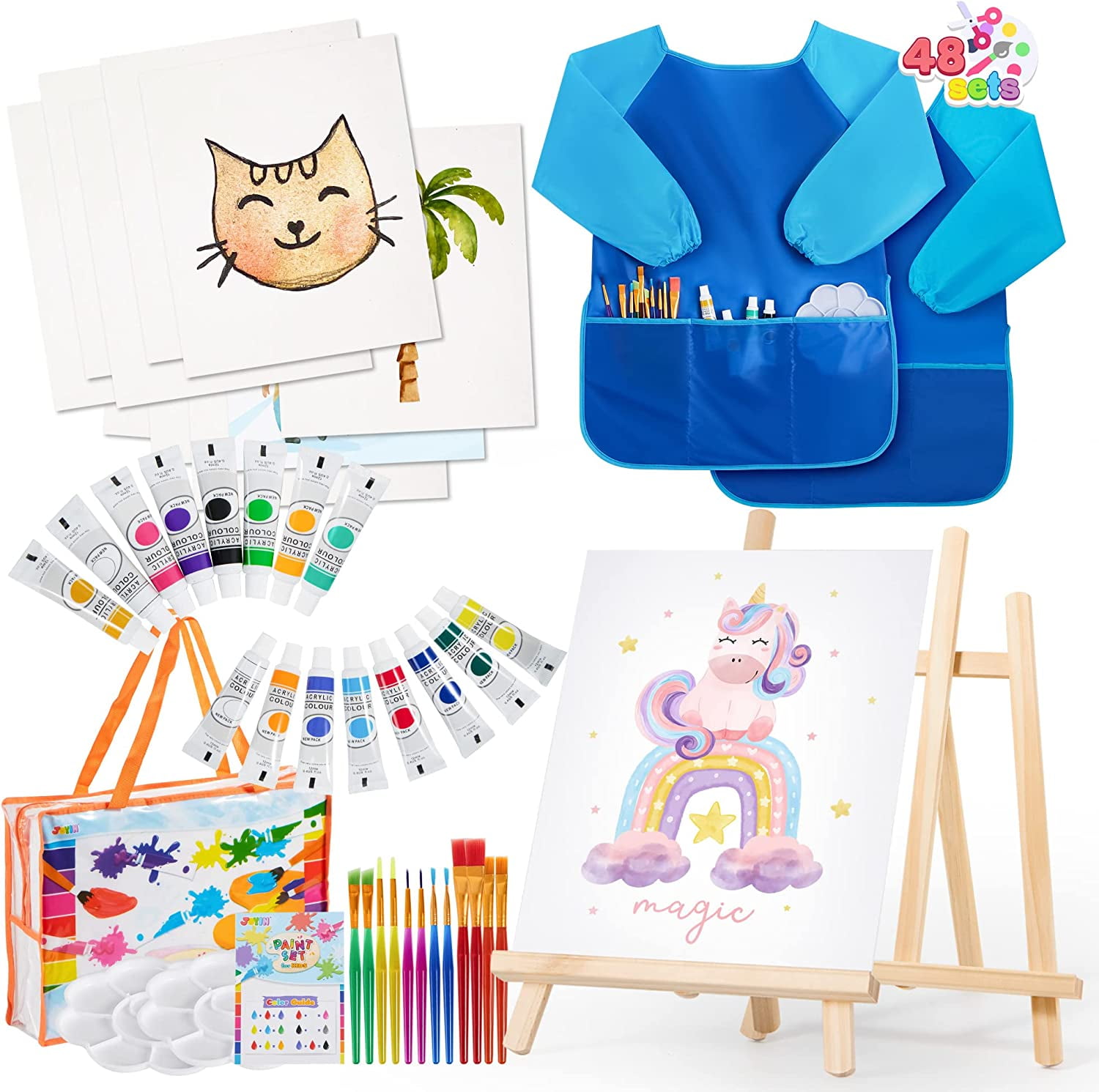 48 PCS Art Painting Supplies for Toddlers and Kids with 12 Paint