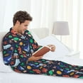 thumbnail image 6 of Salouo The Underwater World Print Button-Front Long Sleeve Pajama Set for Men, Soft 2Pjs Men's Long Sleeve Sleepwear-XX-Large, 6 of 7