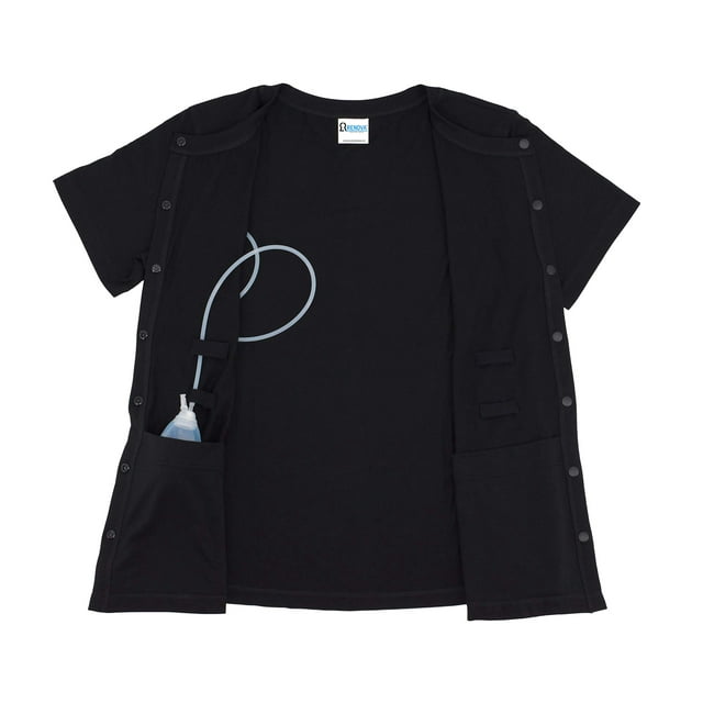 RENOVA MEDICAL WEAR Mastectomy Recovery Shirt (Black, X-Large)