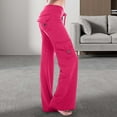 thumbnail image 2 of Women Casual Solid Button Micro Flare Pocket Drawstring Trousers Elastic Pants for Women Work Casual Womens Pants with Pockets Casual plus Size Casual Pants Suits for Women Casual Pants for Women with, 2 of 6