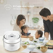 CUCKOO Micom Rice Cooker 8-Cup Uncooked / 16-Cup Cooked with Nonstick Inner Pot, Large Rice Maker with 11 Menu Options, Fuzzy Logic Technology, Auto Clean Mode, LCD Display, White (CR-0810F)