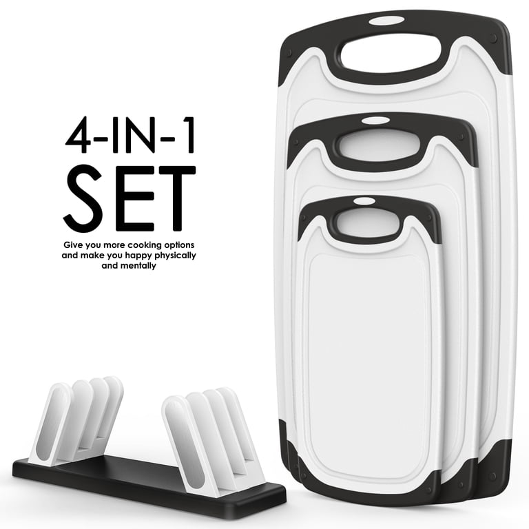 Oannao 3-Piece Cutting Board Set with Stand, BPA-Free photo 3