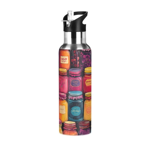 Yayeee 20oz Insulated Water Bottle Double Wall Stainless Steel with Flip Straw Lid, Purple Jar