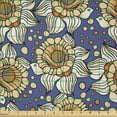 thumbnail image 2 of Ambesonne Floral Fabric by the Yard Microfiber, Flowers Round Spots, 10 Yards, Dark Lavender Orange, 2 of 2