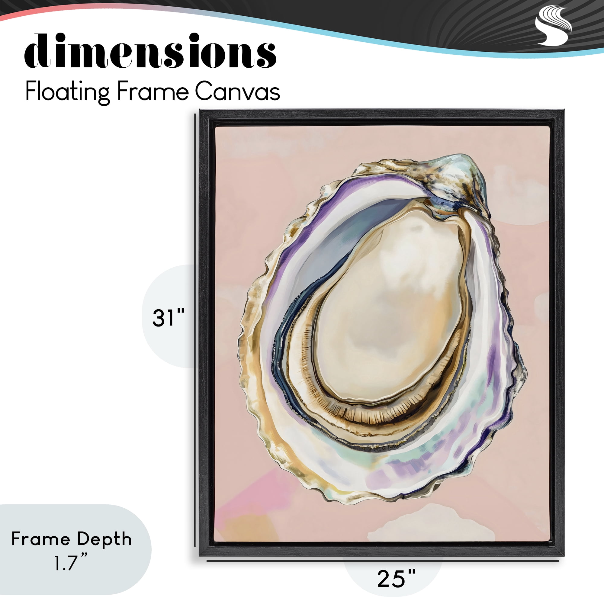 Stupell Industries Pink Oyster Shell Elegance Black Framed Floater Canvas Wall Art, design by The Prints Vibe