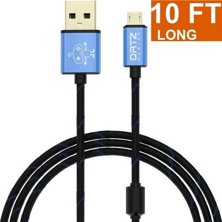 Ortz 10-Feet Charging Cable [RAPID CHARGE] for Controller - 3M Micro USB [Extra Strong] - Premium