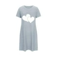 thumbnail image 5 of Jalioing Women's Soft Nightgowns Crew Neck Short Sleeve Pajama Dress Heart Print Casual Loose T Shirt Dress, 5 of 5